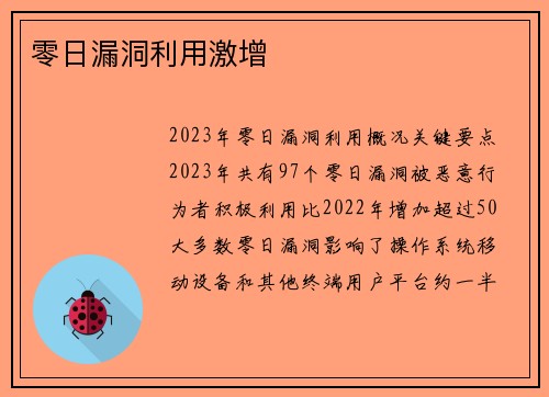 零日漏洞利用激增 